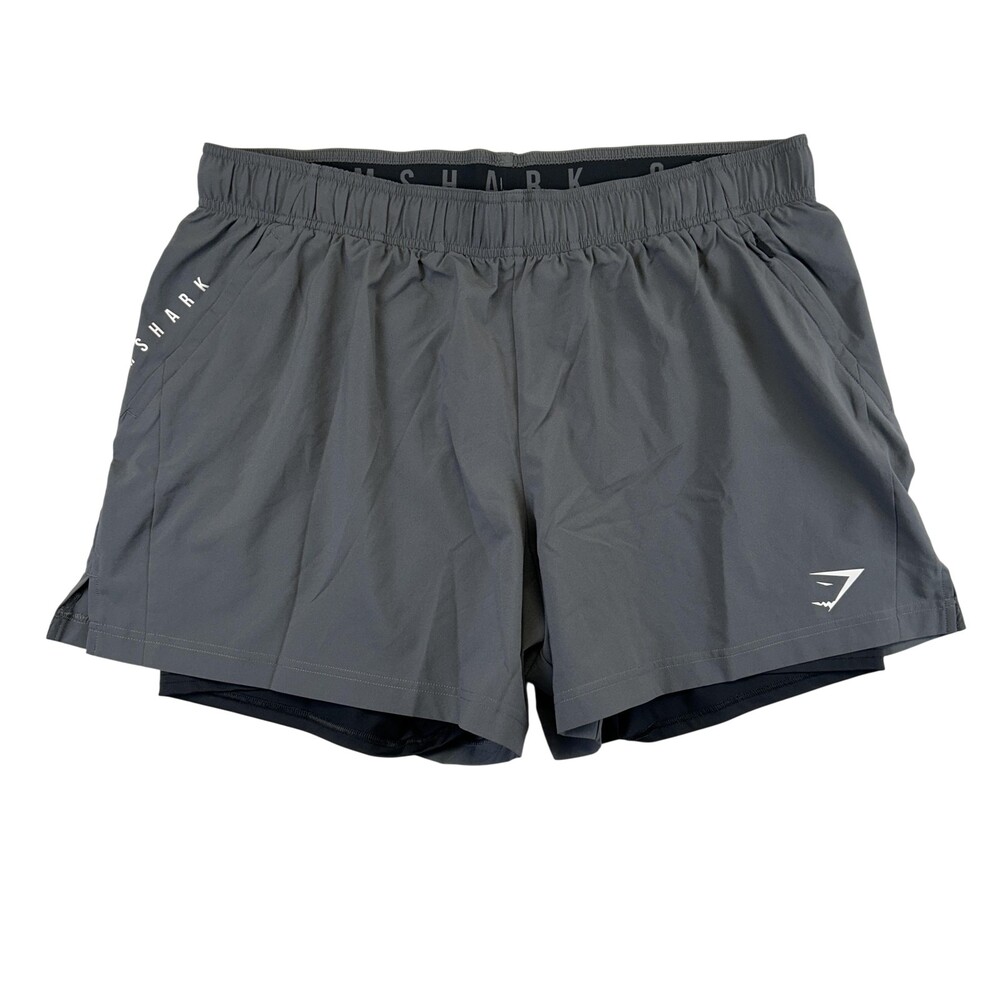 Gymshark Shorts Mens 3XL Gray Sport 5" Short 2 In 1 Lined Zip Pockets Running